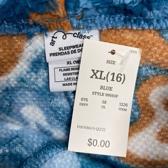 ART CLASS Unisex 2 PieceTie Dyed Sweatshirt & Shorts Pajama Set Size XL Blue New - Picture 5 of 11